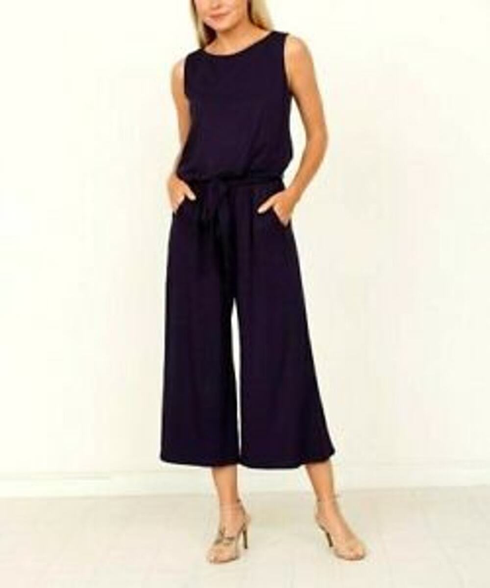 Egy Sleeveless Cropped Jumpsuit Wide Leg Black Size 2X-Large